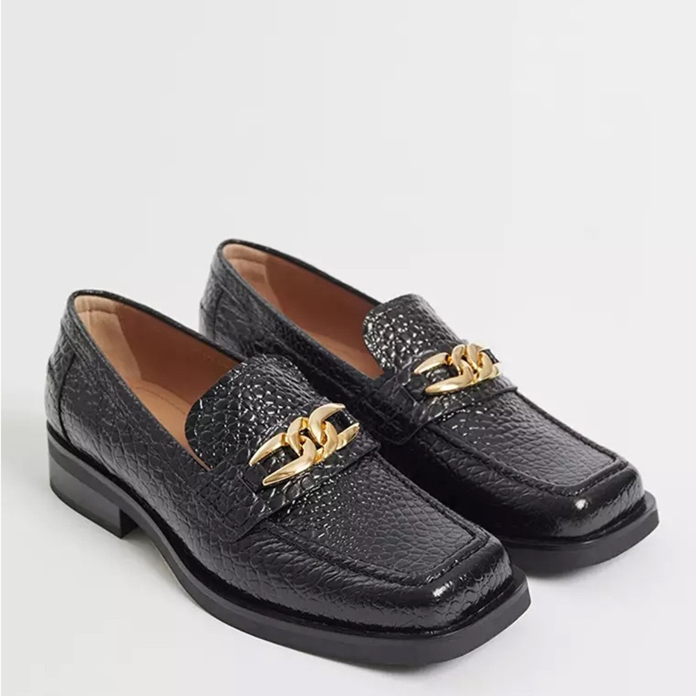 & Other Stories Squared Toe Leather Loafers